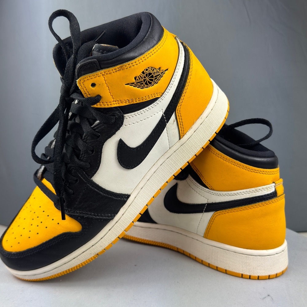 Nike Air Jordan 1 Retro High OG GS Taxi Yellow Toe Size 7Y Basketball Shoes